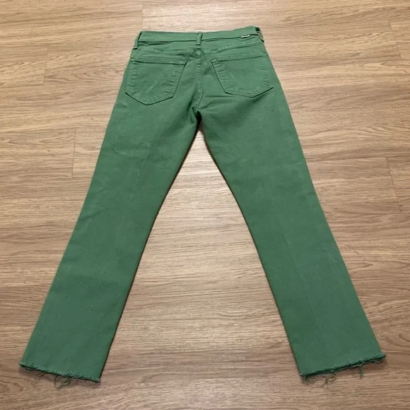 Mother The Mid Rise Dazzler Ankle Fray Play Date Jeans Juniper Green Size 26 - Picture 14 of 16